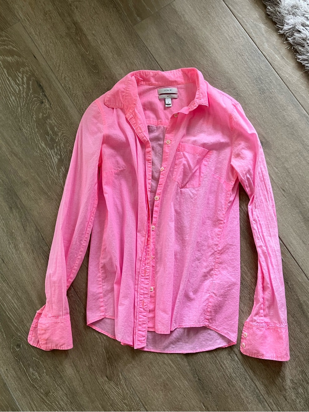J. Crew Hot Pink Linen Button-Up Shirt